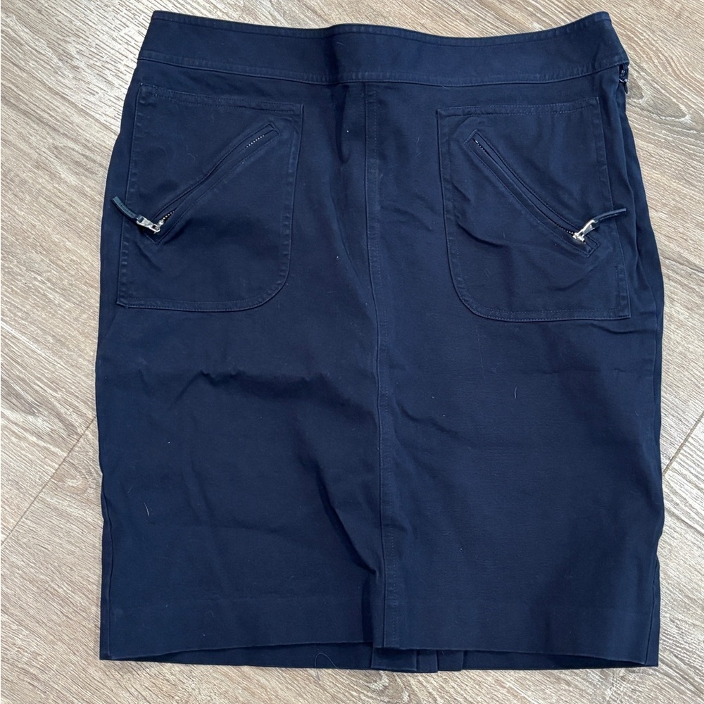 Lauren Ralph Lauren Navy Midi Skirt with Zip Pockets